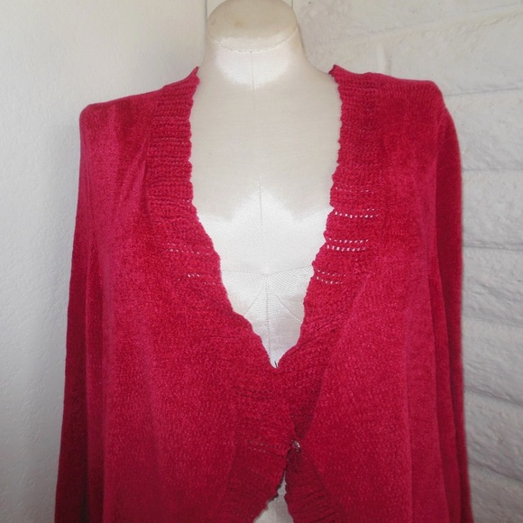 Catherines 3X Red Chenille 3/4-Slv Sweater Shrug - Picture 3 of 3
